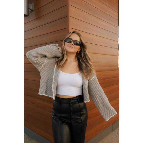 MIOU MUSE Sweaters - NEW MIOU MUSE stitched sweater cardigan in gray